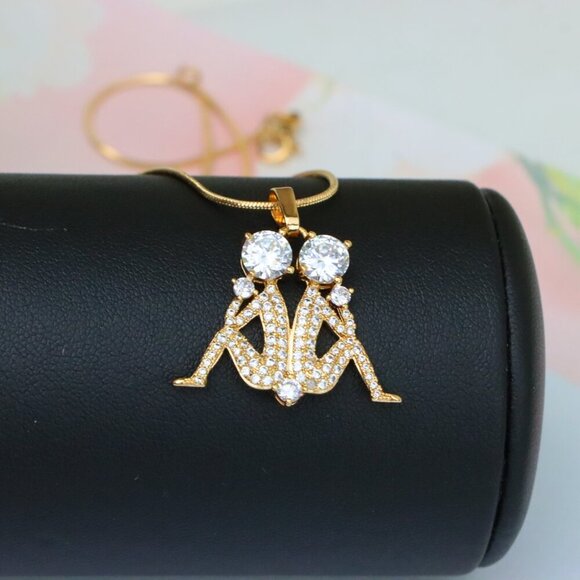 "Gemini Zodiac Rose Gold Pendant with Twin Sparkling CZ Accents, XPPT1543 - Picture 5 of 13